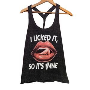 District Made “ I licked it so it's mine” Women's Ideal Gray Racerback Tank Sz M